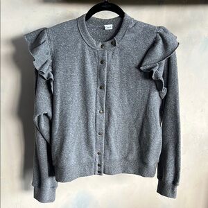 Clare V Gray Le Snap Ruffled Cardigan